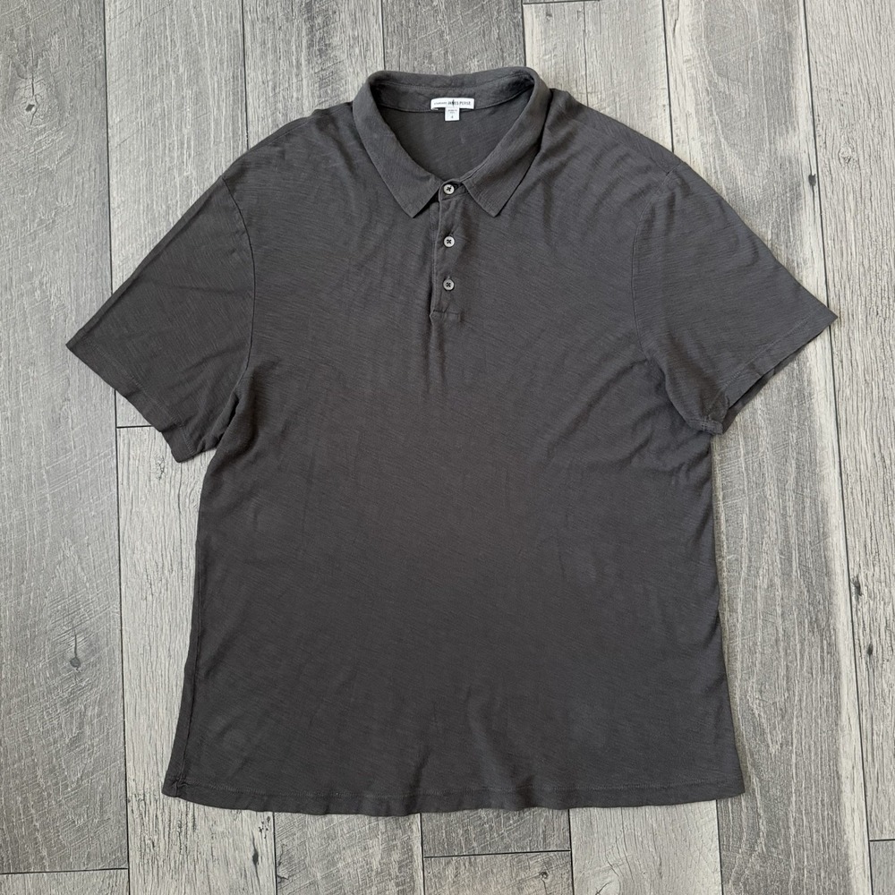 Standard James Perse Gray Polo Shirt Mens Sz 4/XL Made In USA Preppy 100% Cotton